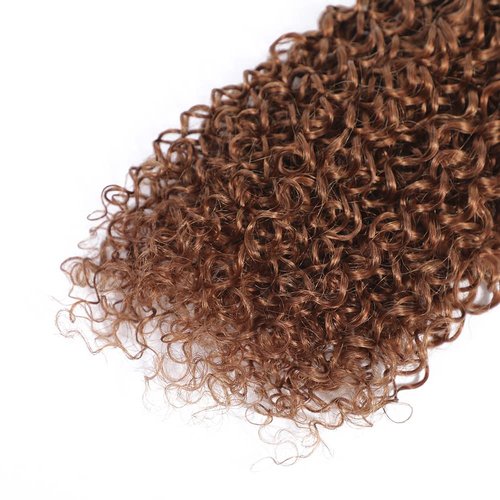 Color #30 Bundles Brown Kinky Curly Human Hair Bundles 8A Unprocessed Brazilian Virgin Remy Human Hair 3 Bundles 8 8 8 Inch Light Brown Curly Bundles Hair Extensions Brown Bundles