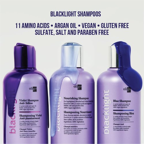 OLIGO PROFESSIONNEL - Blacklight Blue Shampoo - Sulfate-Free Formula for Blonde & Color-Treated Hair - 8.5oz