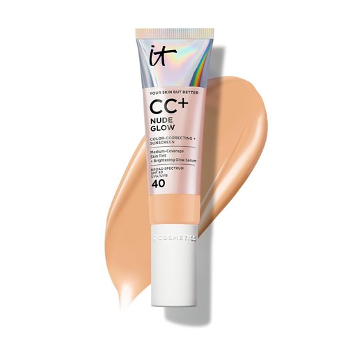 IT Cosmetics CC+ Nude Glow Foundation - Medium Coverage with SPF 40, 2% Niacinamide & Hyaluronic Acid - 1.08 fl oz