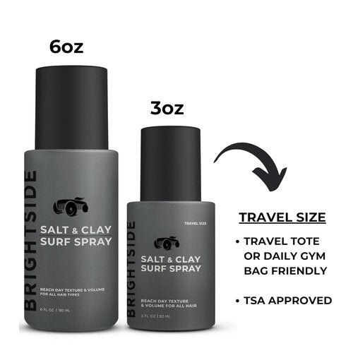 Brightside Salt & Clay Surf Spray - Instant Volume & Texture for Thicker Hair - Alcohol-Free, 3oz Travel Size