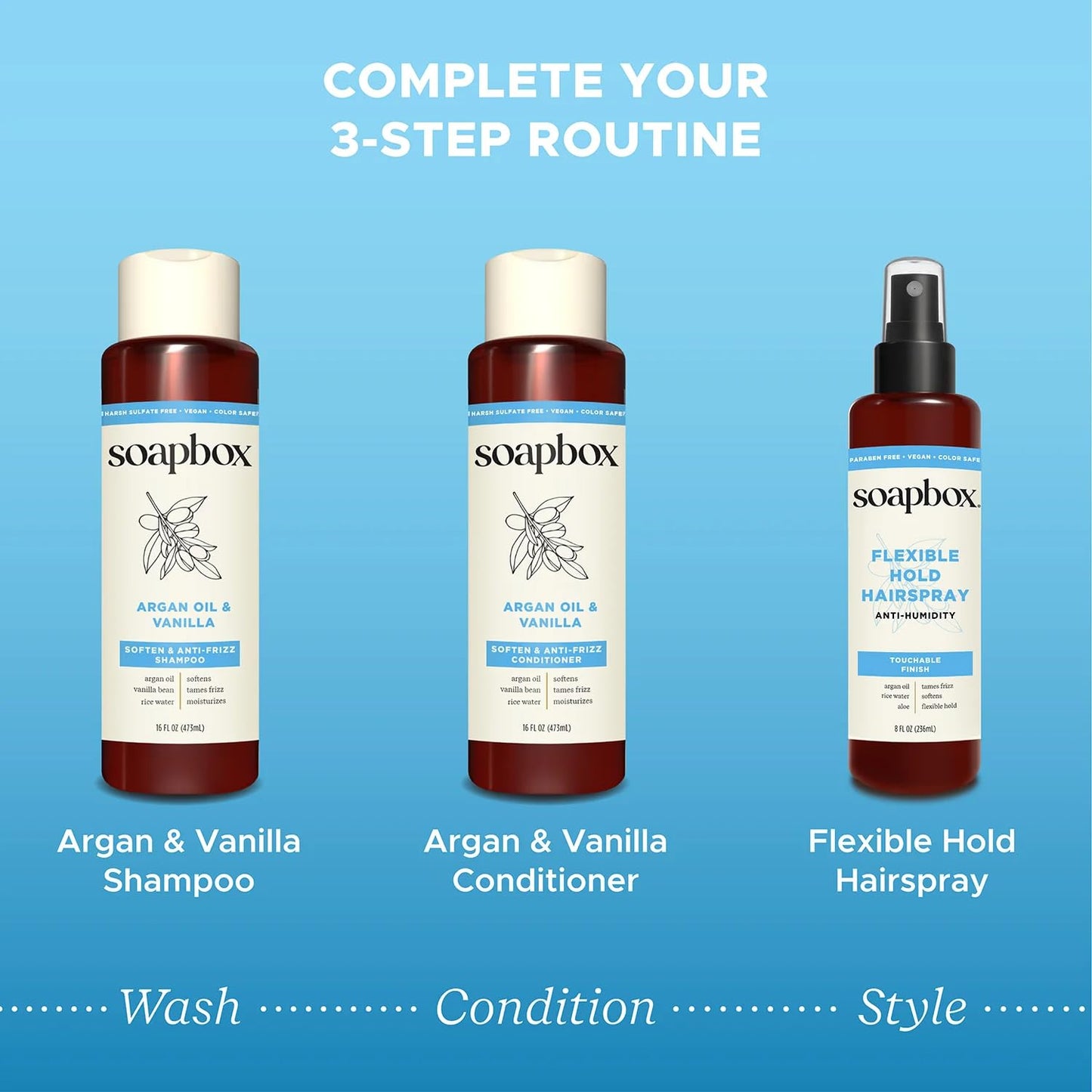 Soapbox Non Aerosol Hairspray - Flexible Hold Anti-Frizz Spray with B5 & Aloe Vera - 8oz