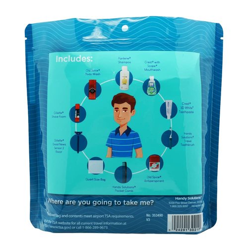 Handy Solutions Men's Travel Kit - 10 Piece Resealable Set for Easy Organization