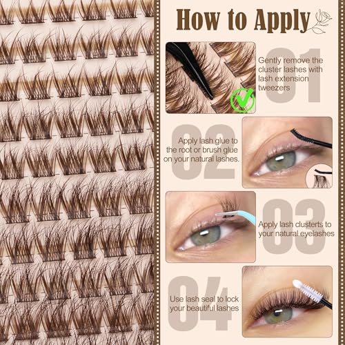 Wispy Lash Clusters Kit Natural Lash Extension Kit C Curved Eyelash Extension Kit 10-16mm Eyelash Clusters Thin Band Cluster Eyelash Extensions Kit 154pcs Individual Lashes by Lanflower