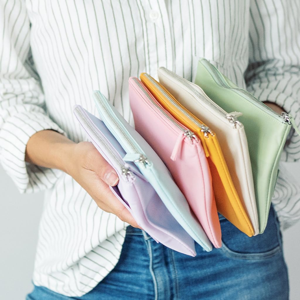 Honeycat Accordion Bag Clutch 6 Compartment Travel Zipper Compact Expandable Cosmetic Accessory Pouch in Pastel Dusk