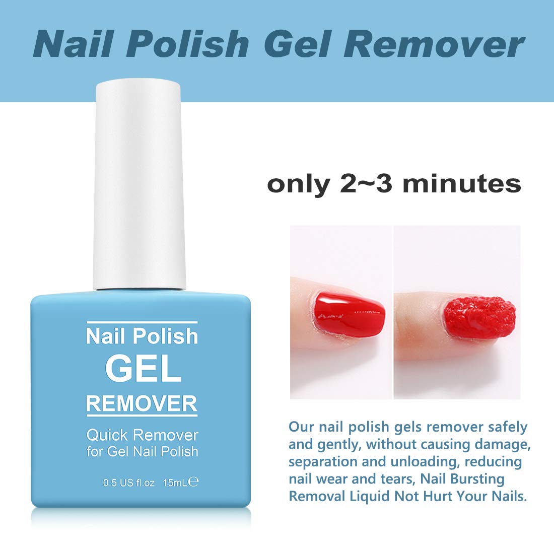 Skiennix Gel Nail Polish Remover - Fast Soak-Off in 2-5 Minutes | Safe, No Foil Needed, Includes Cuticle Pusher & Scraper