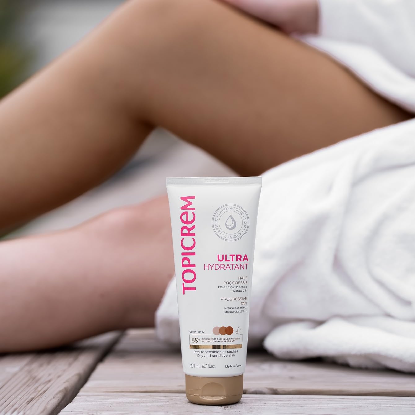 Topicrem Ultra-Moisturizing Tan Lotion - Sensitive Skin Formula | 200ml for Radiant Glow