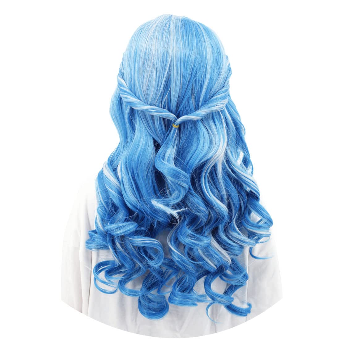 WildCos Long Light Blue with Gray Halloween Costume Cosplay Party Wig for Girls