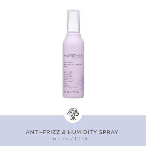 Hairitage Frizz Free + Anti-Humidity Heat Protectant Anti-Frizz Hair Treatment Spray, Hair Thermal Blowout Primer for Shine, Blow Dry Support Styling Mist, 6oz