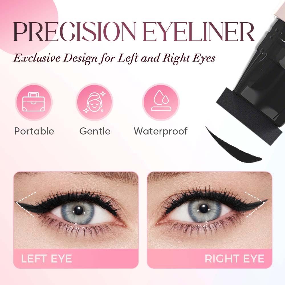 Skiennix Rotating Waterproof Winged Eyeliner Stamp Pen - Quick Dry Smudge-Proof Gel Pencil Set (Black)