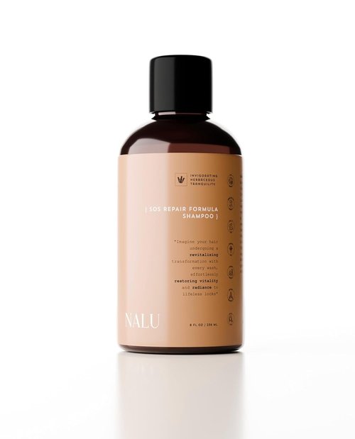 NALU Organic SOS Repair Shampoo - Urgent Care for All Hair Types | 8 Fl Oz with Botanical Hydrosols & Vitamins