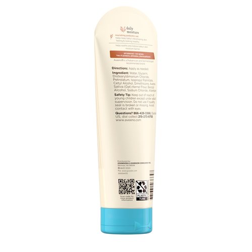 Aveeno Baby Daily Moisture Body Lotion for Sensitive Skin, Hypoallergenic Moisturizing Baby Lotion with Nourishing Oatmeal to Deeply Moisturize Baby's Skin, Fragrance-Free, 8 fl. oz