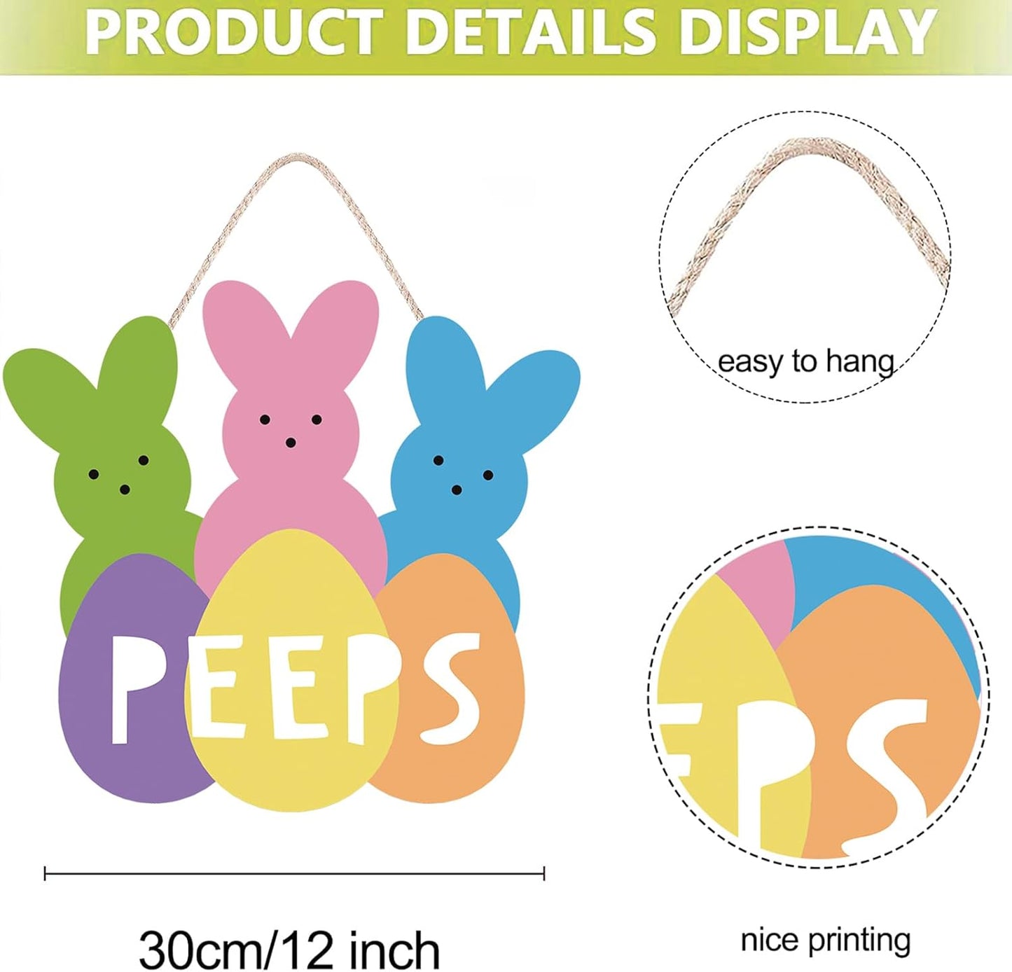 Skiennix Easter Wreath - Cute Bunny Welcome Sign for Front Door | Farmhouse Decor