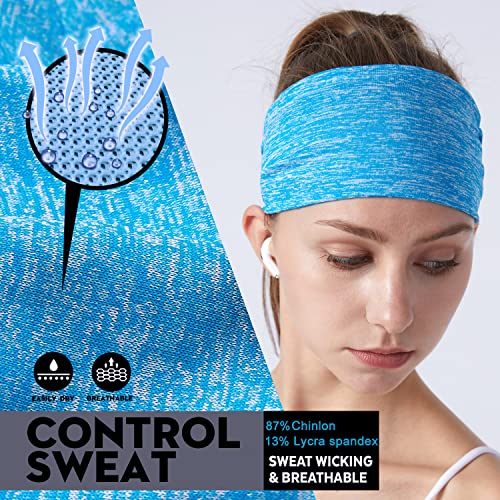 DASUTA Workout Headbands for Women Sports Sweatbands Yoga Hairbands for Fitness Elastic Athletic Non Slip Wicking Headscarf for Men Womens and Girls 10 PCS