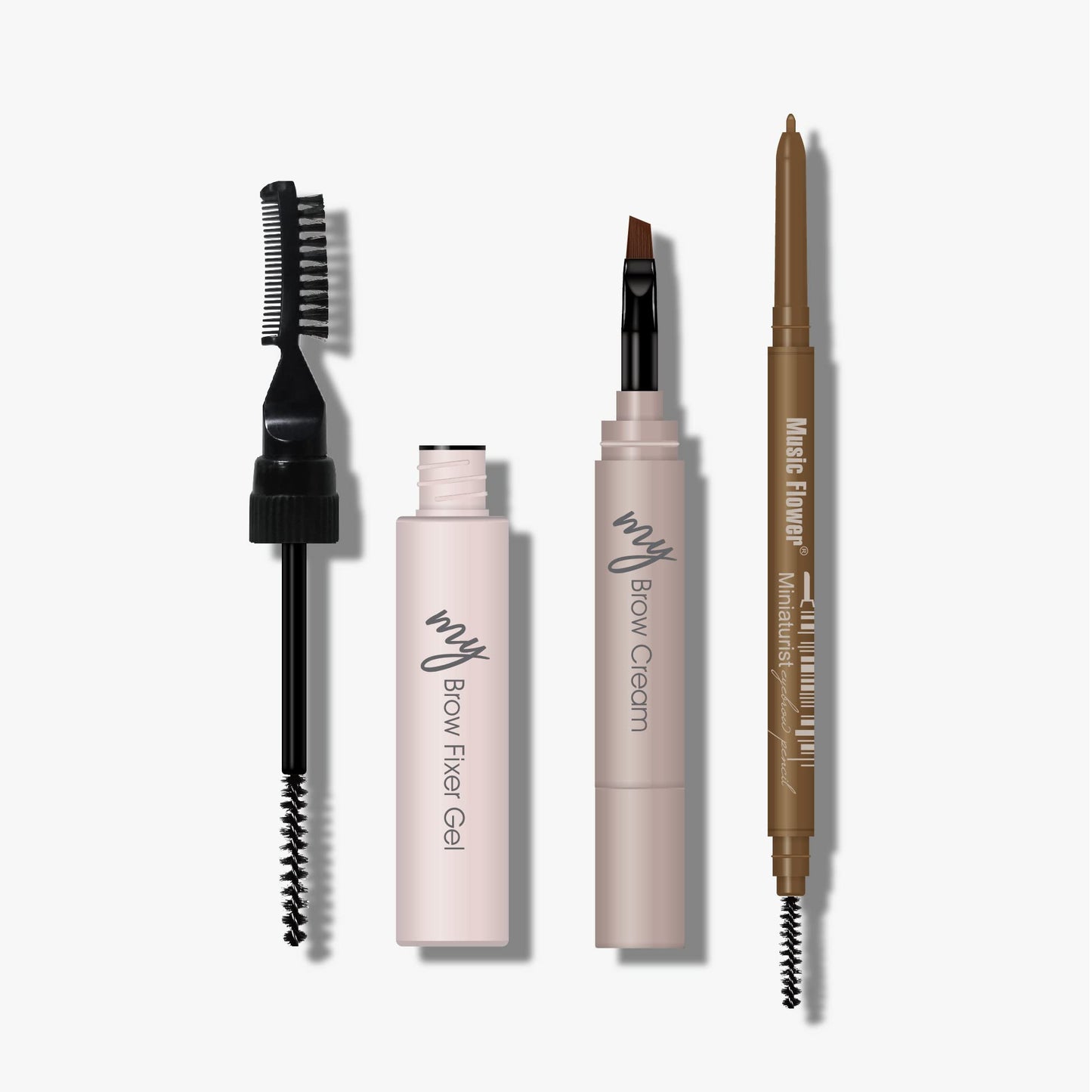 MAKETOPYZN 3-IN-1 Brow Kit, Multi-tasking Eyebrow Makeup Includes Brow Sculpt + Brow Pomade + Brow Pencil, Sculpt, Shade and Define 3D Natural Long Lasting Eyebrows (DARK BROWN)