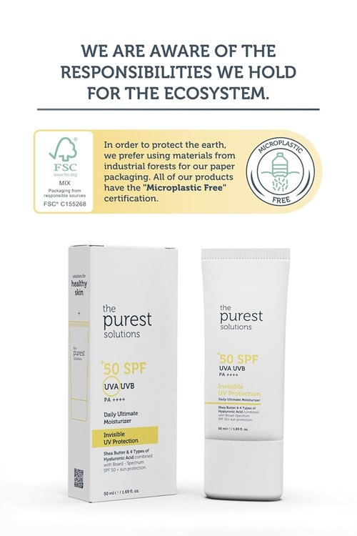 Purest Solutions Invisible UV Protection Daily Moisturizer SPF 50+ | Hydrating Hyaluronic Acid & Shea Butter - Anti-Aging for All Skin Types (1.69 fl. oz)