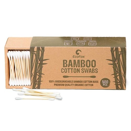Bamboo Cotton Swabs 500 Count - Eco-Friendly Double Tipped Cotton Buds | 100% Plant-Based for Makeup & Crafts