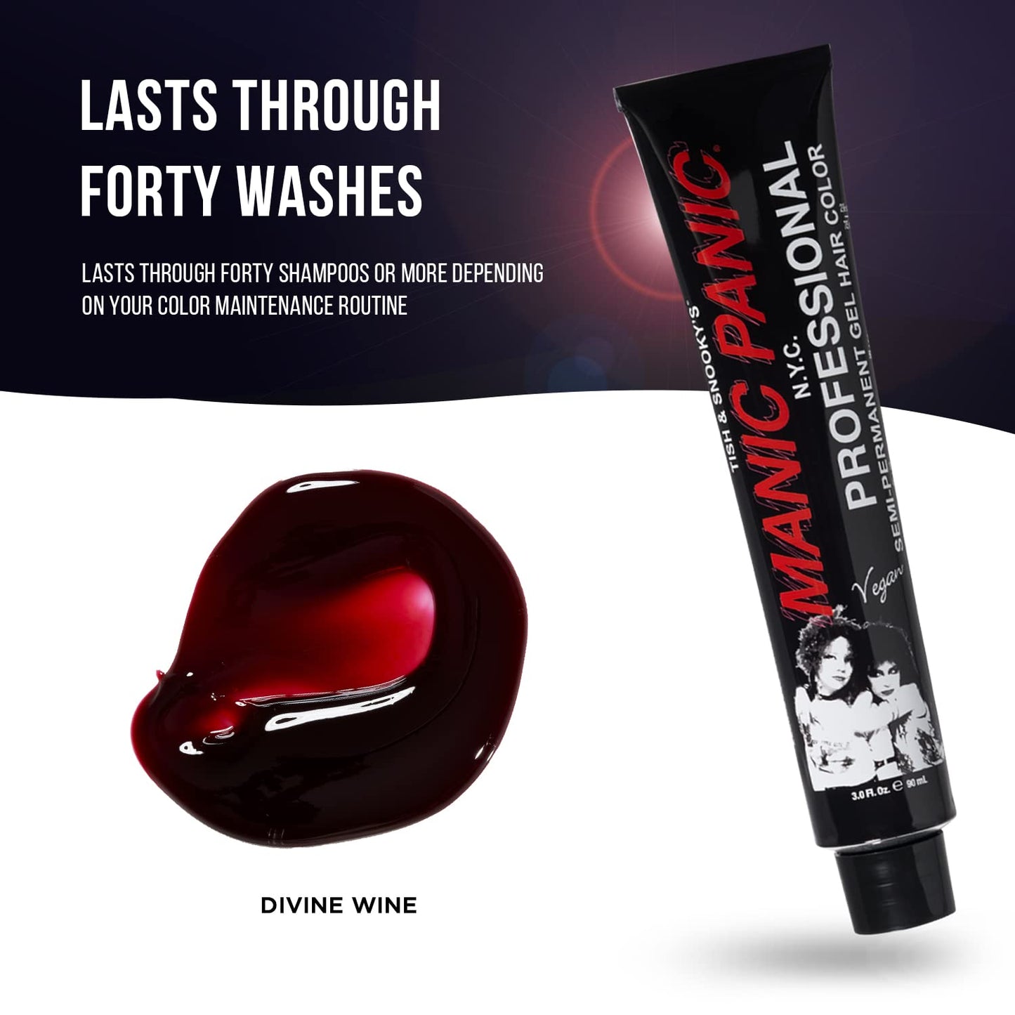 MANIC PANIC Professional Divine Wine - Medium Violet Based Red Semi Permanent Gel Hair Color - Lasts Through 40+ Washes - No Developer Required (3oz)