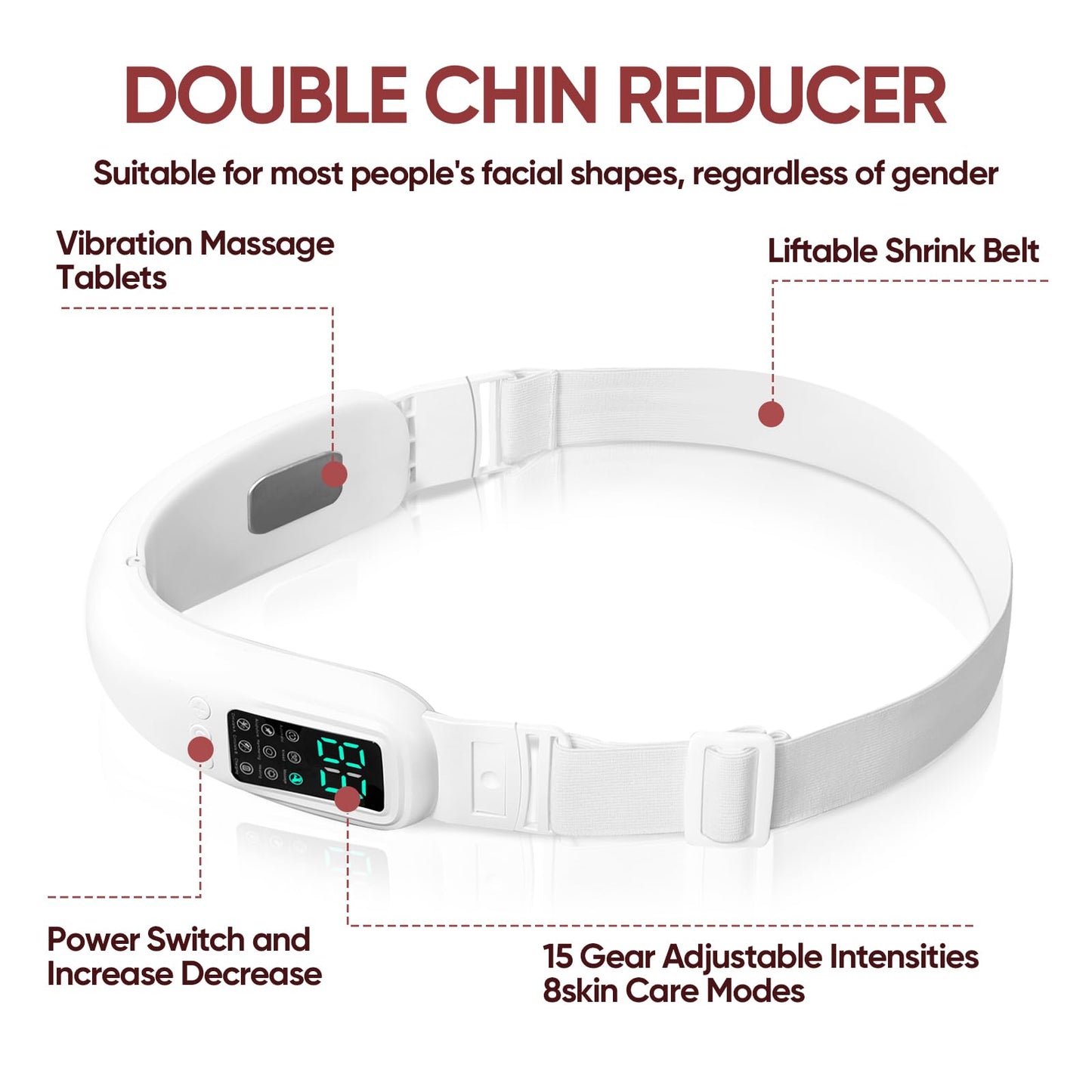 Ceymodir Intelligent Electric Double Chin and V-Shaped Face Machine with 8 Modes & 15 Adjustable Intensities - Women's V-Face Device