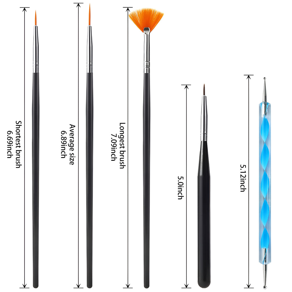 20-Piece Nail Art Brush and Dotting Tools Set for Professional & DIY Designs