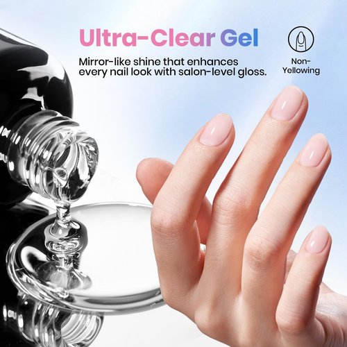 Beetles 2 Pcs 15ml No Wipe Gel Top Coat and Base Coat Set - Shine Finish and Long Lasting Soak Off LED Nail Lamp Gel Base Top Coat Finish Nail Art Design Stay Lock Shine Duo Manicure Gifts for Women