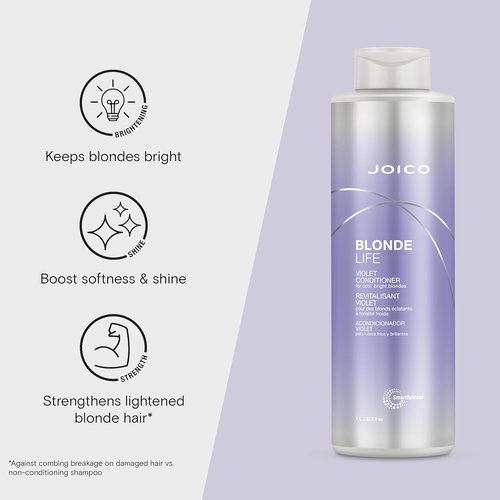 Joico Blonde Life Violet Conditioner - Neutralizes Brassy Tones & Boosts Shine | Sulfate-Free Formula