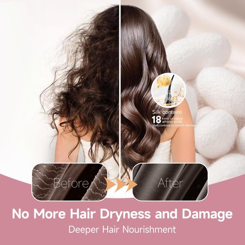 22 Momme 100% Real Mulberry Silk Bonnet for Sleeping Women, Large Hair Care Bonnet for Long Curly Hair, Double Layer Silk Wrap with Soft Elastic Band, Non-Slip Sleep Cap, Black+Purple