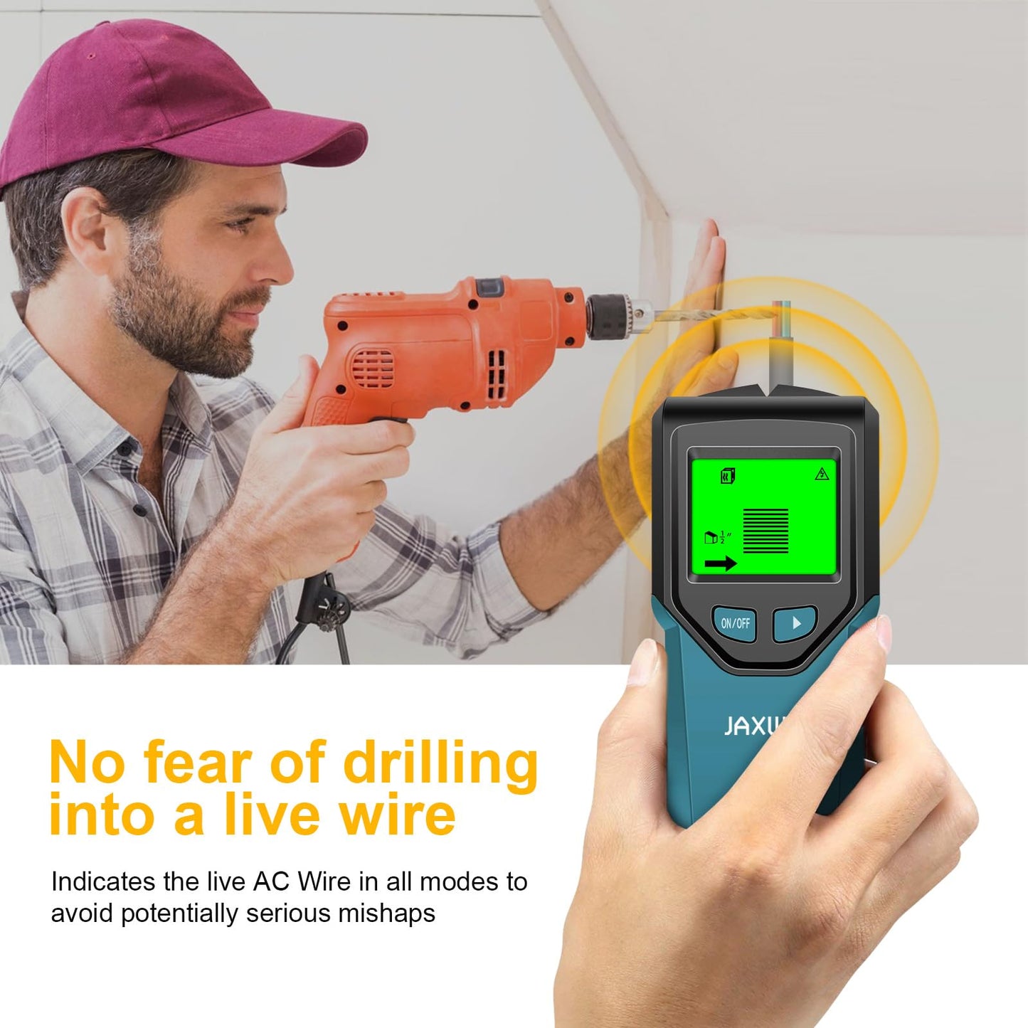 Stud Finder Wall Scanner - 5 in 1 Stud Finder Tool w/Smart Chip and HD LCD Display, Stud Detector Beam Finders for the Center and Edge of Wood AC Wire Metal Studs Joist Pipe (‎Dark Aqua)