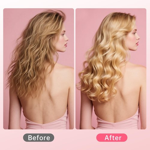 Hahahope Professional Two Inch Curling Iron with Clamp - Large Barrel Curling Wand for Long Hair, Dual Voltage, Adjustable Heat Settings, Lightweight Design Rose Gold