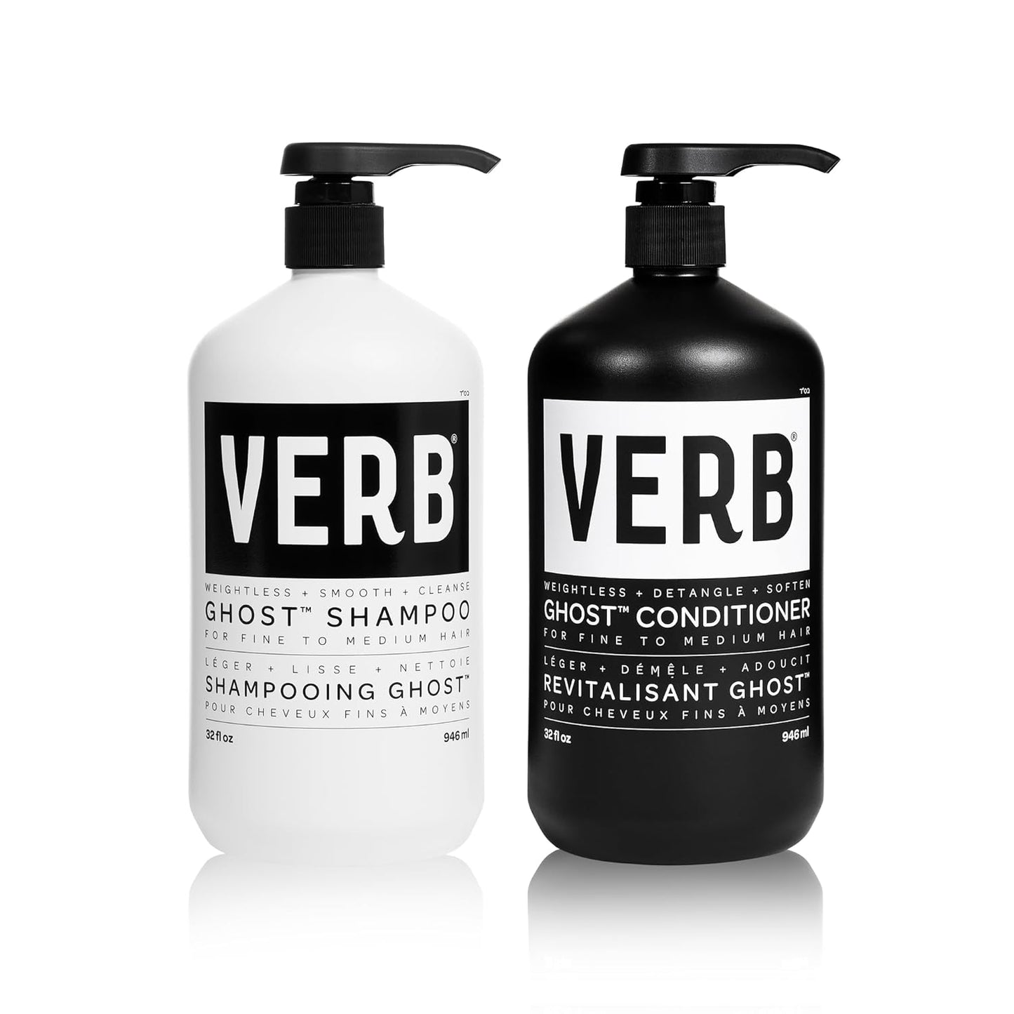 VERB Ghost Shampoo & Conditioner Duo Set - Lightweight Formula for All Hair Types | 12 oz Each