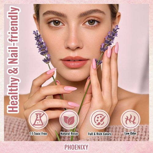 Phoenixy 71 Pcs Gel Nail Polish Kit with UV Light, 55 Color Nude Gel Nail Kit 5pcs Base Glitter Top Coat Nail Art Manicure Set for beginners with Everything DIY Gift for Women