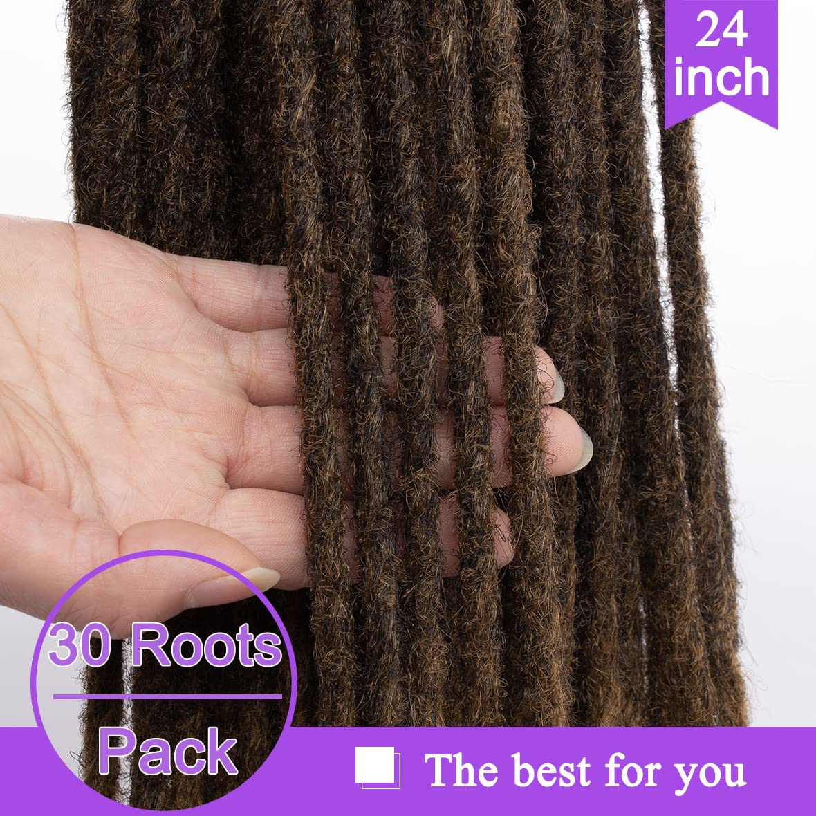 ZRQ 30 Strands 24" Synthetic Dreadlock Extenisons Ombre Blonde Boho Locs Synthetic Dreads,27613 Dreadlocks Goddess Locs Crochet Braids Fake Dreads Hair Extensions 27613#