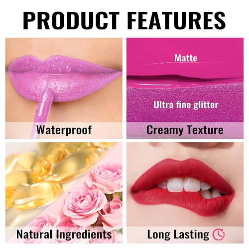 Oulac Matte Liquid Lipstick - Long-Lasting Pink Nude Stain | Waterproof, Creamy Formula with Vitamin E