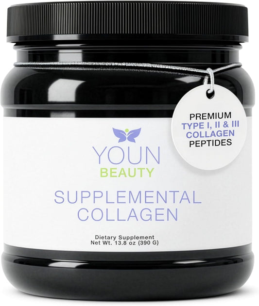 YOUN Beauty Collagen Powder | Unflavored Multi-Collagen Peptides for Skin Health - 30 Servings