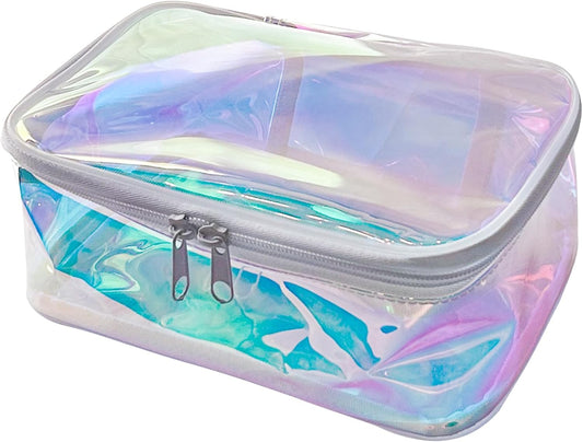 TPU Holographic Clear Makeup Bags - Waterproof Cosmetic Travel Pouch for Women | Portable Zippered Design