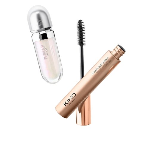KIKO Milano Makeup Gift Set - Snow-Kissed Holiday Mountain Buddies | 3D Hydra Lip Gloss & Volumizing Mascara