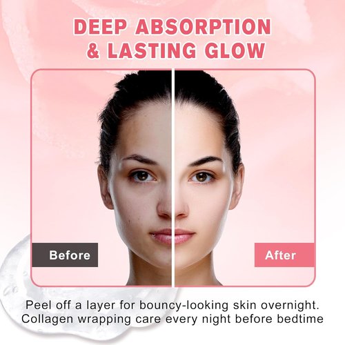Regine Switzerland Collagen Night Wrapping Mask - Hydrolyzed Peel-Off Facial Mask for Tightening & Hydration (Pink)