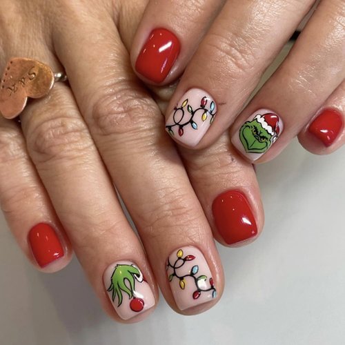Christmas Nail Stamping Plate Cute Monster Nail Art Stamp Plates Winter Holiday Nail Stamping Plate Xmas Tree Candy Nail Art Stamping Template for Women Girls DIY Salon 1 Pcs