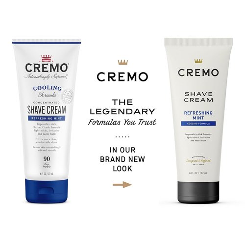 Cremo Barber Grade Cooling Shave Cream - Ultra-Slick Formula Fights Nicks & Razor Burn | 6 Fl Oz (2 Pack)