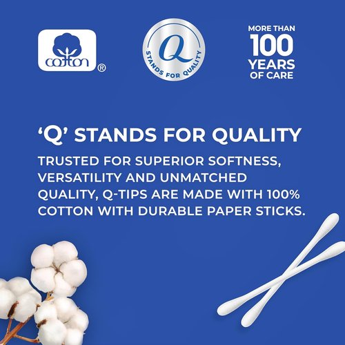 Q-tips Cotton Swabs - 100% Cotton Hygiene & Beauty Care | 625 Count Pack