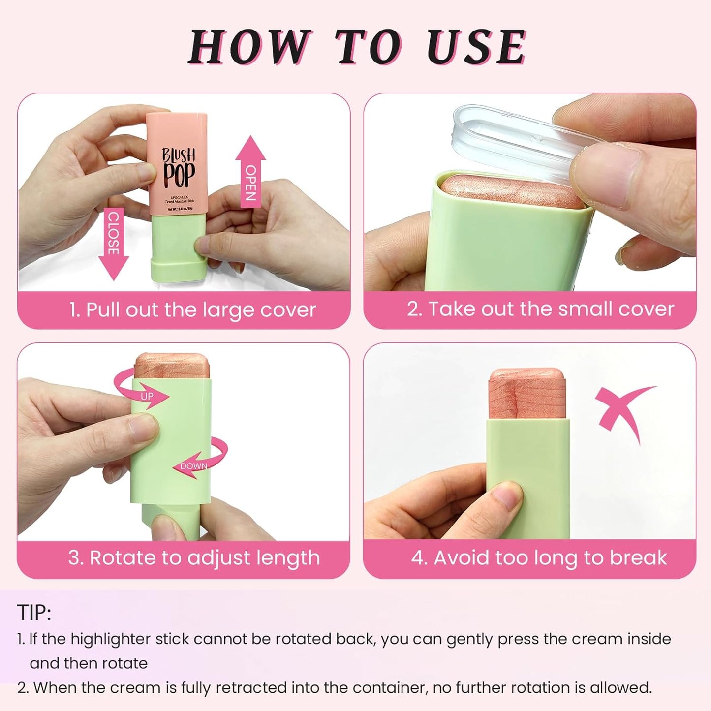 Skiennix Highlighter Makeup Stick - Natural Silky Shimmer for Face & Body, Long-Lasting Cherry Red