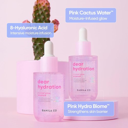 BANILA CO Dear Hydration Crystal Glow Essence - Hydrating Serum with Pink Cactus & Hyaluronic Acid | 50ml