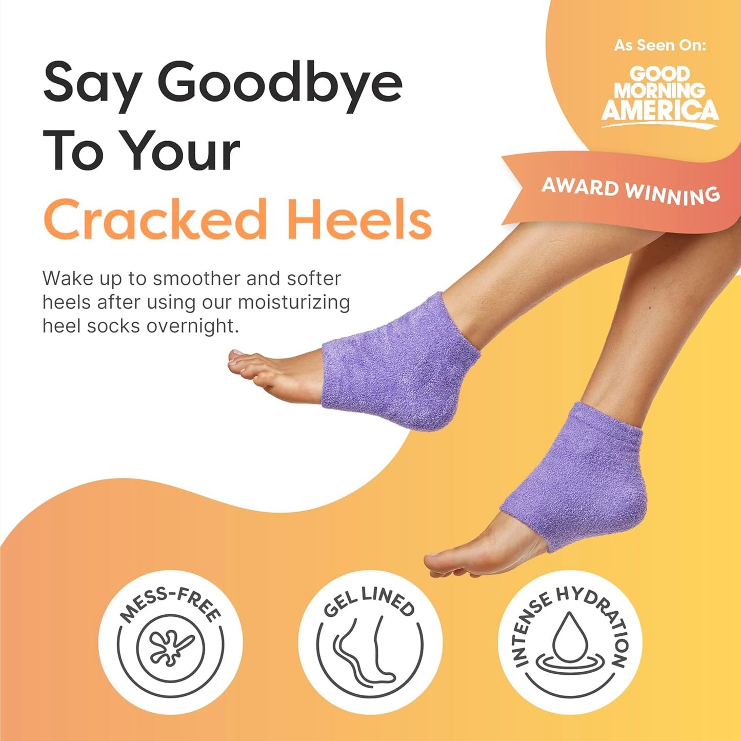 ZenToes Moisturizing Heel Socks - Cracked Heel Treatment with Vitamin E & Olive Oil | Fuzzy Lilac Purple, Regular Size