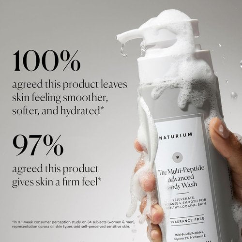Naturium Multi-Peptide Body Wash - Rejuvenate & Smooth Skin with Rice Amino Acids & Vitamin E | 500 mL