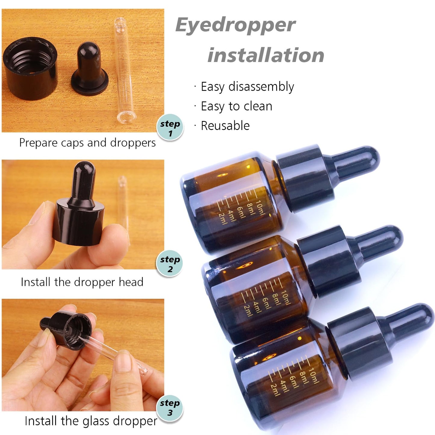 Matifaner 15ml Dropper Bottles with Measurement, Glass Essential Oil Jars Amber, 1/2 oz Bottles with Glass Eye Dropper for Essential Oil,Tincture