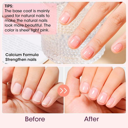 GELLEN Clear Nail Polish Base Coat - Sheer Tinted Pink Formula | Strengthens Nails & Enhances Natural Look