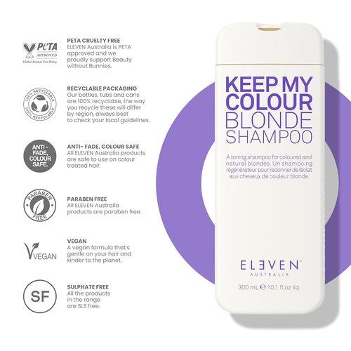 ELEVEN AUSTRALIA Keep My Colour Blonde Shampoo - Purple Toning for Blonde & Color Treated Hair, Sulfate Free