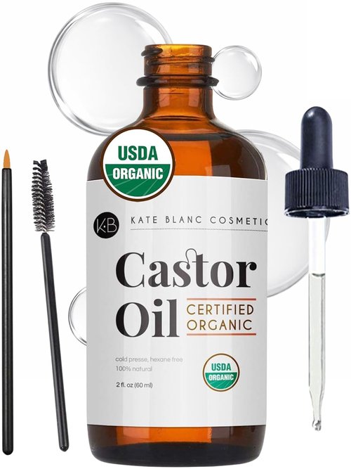 Kate Blanc Cosmetics Castor Oil - Organic Hair & Lash Serum, 100% Pure, Cold Pressed (2oz)