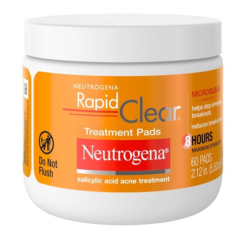 Neutrogena Rapid Clear Acne Treatment Pads - Maximum Strength Salicylic Acid Formula, 60 Count