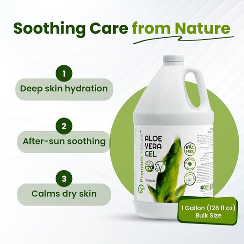Premium Nature Aloe Vera Gel - Pure Moisturizer for Face & Dry Skin | 1 Gallon (128 fl oz)