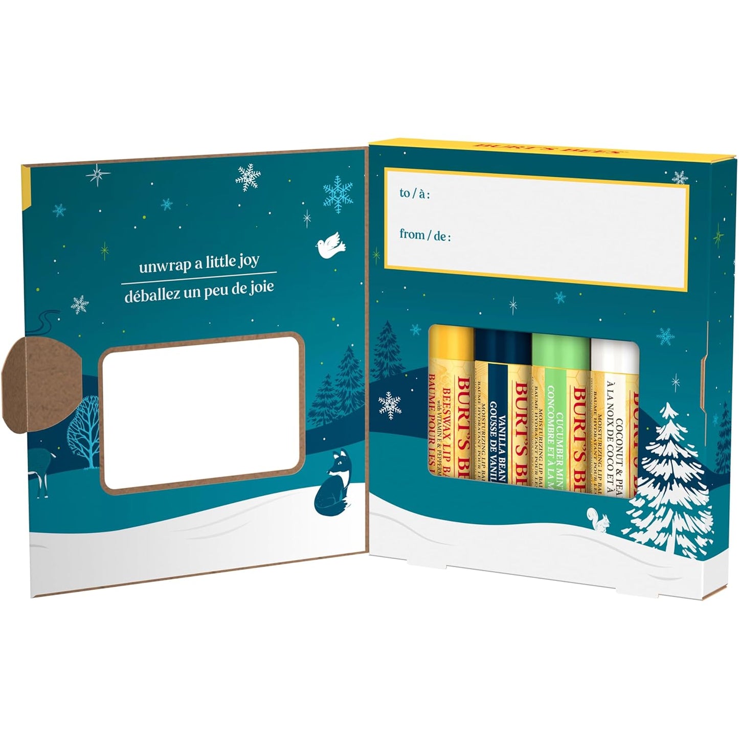 Burt's Bees Lip Balm Set - Assorted Classic Flavors: Beeswax, Vanilla, Cucumber Mint & Coconut Pear (Pack of 4)